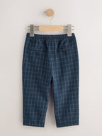 Navy Grid Check Loose Fit Cosy Smart Trousers (3mths-7yrs)