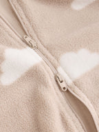Neutral Micro Fleece Two Way Zip Baby Sleepsuits 4 Pack
