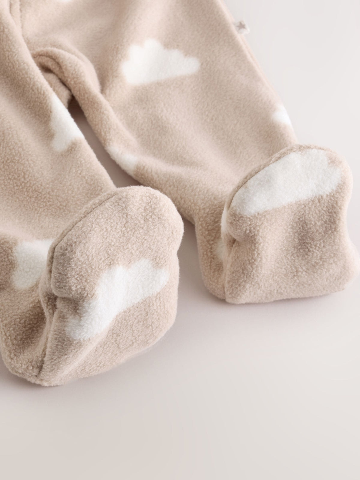 Neutral Micro Fleece Two Way Zip Baby Sleepsuits 4 Pack