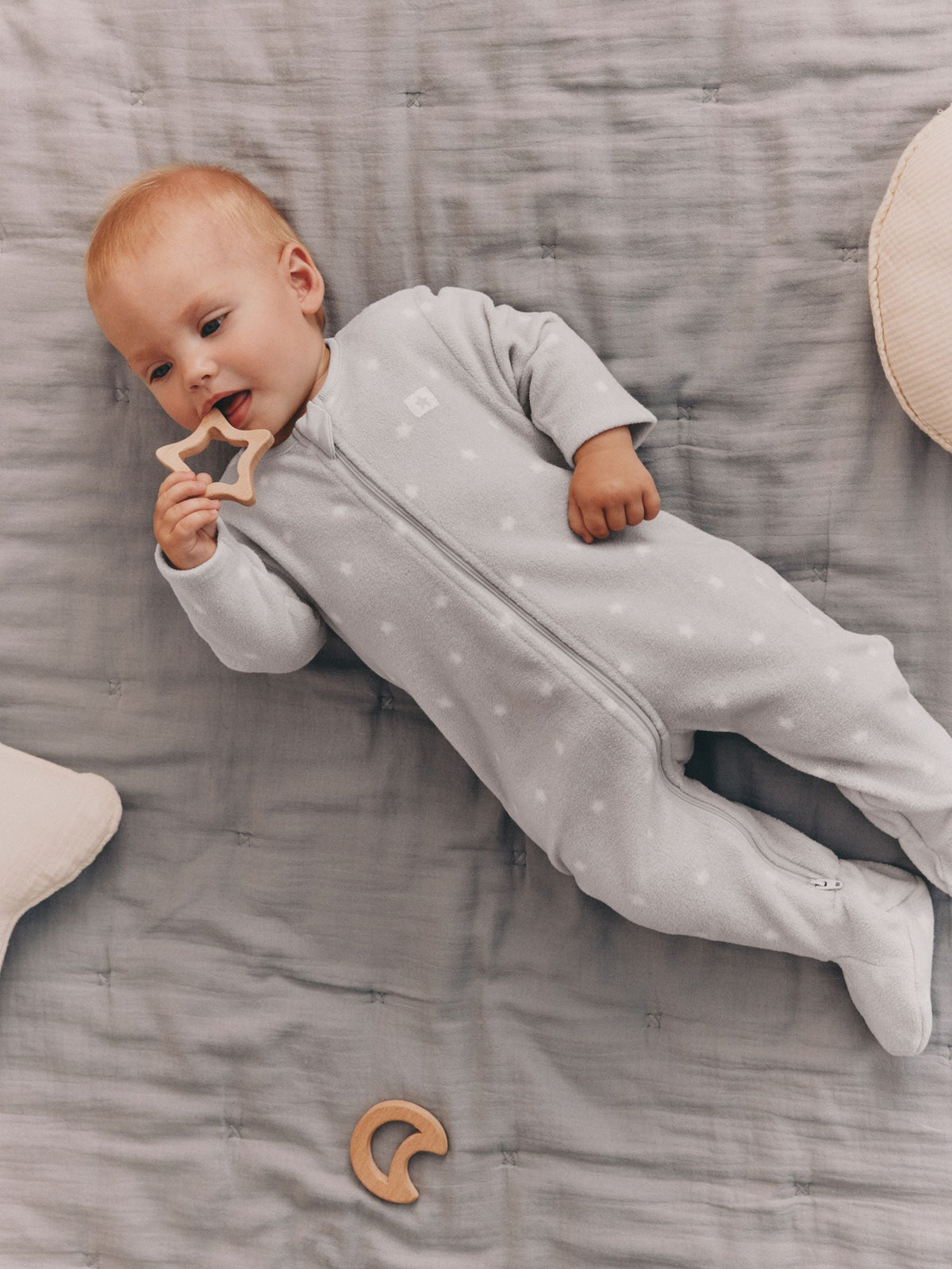 Neutral Micro Fleece Two Way Zip Baby Sleepsuits 4 Pack