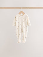 Neutral Micro Fleece Two Way Zip Baby Sleepsuits 4 Pack
