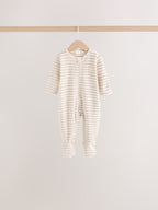 Neutral Micro Fleece Two Way Zip Baby Sleepsuits 4 Pack