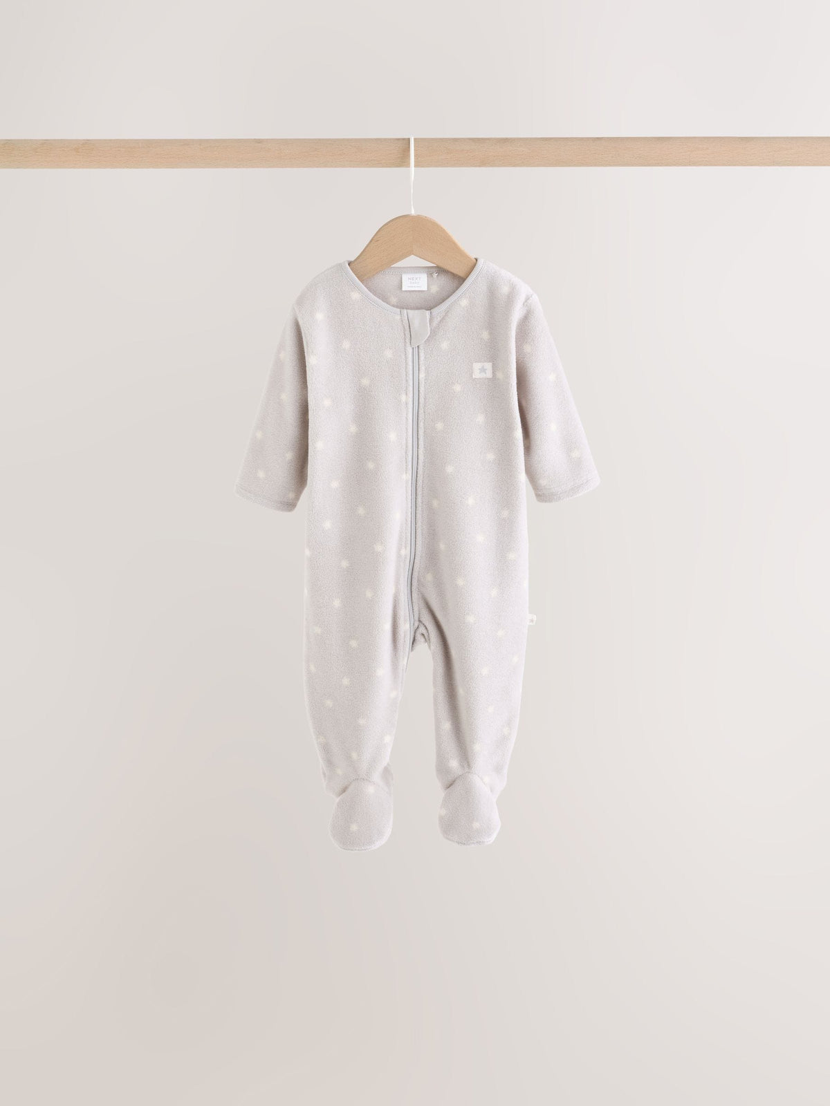 Neutral Micro Fleece Two Way Zip Baby Sleepsuits 4 Pack