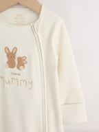 Neutral I Love My Mummy Two Way Zip Baby Sleepsuit (0-18mths)