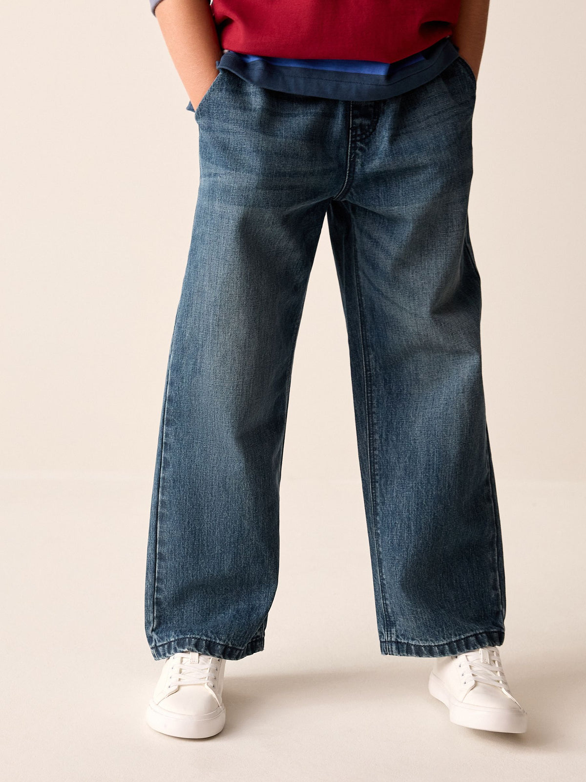 Blue Denim Wide Fit Pull On Jeans (3-16yrs)
