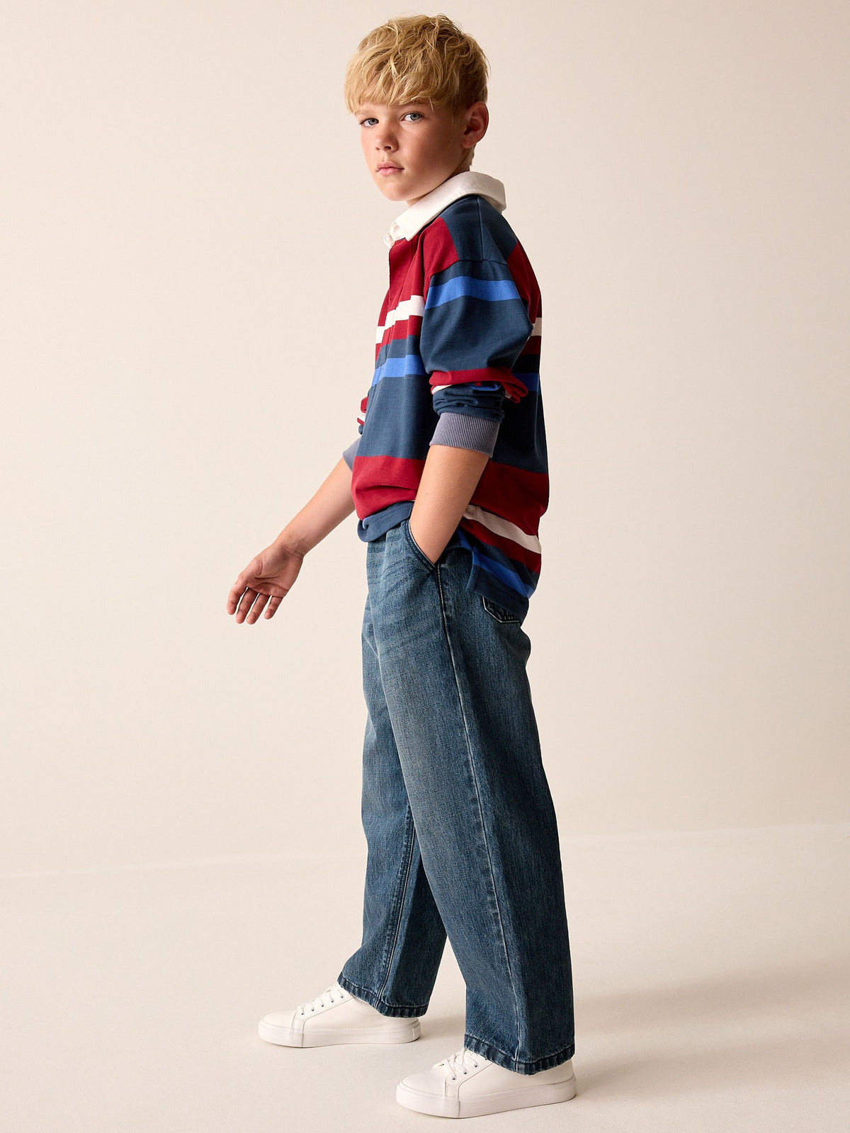 Blue Denim Wide Fit Pull On Jeans (3-16yrs)