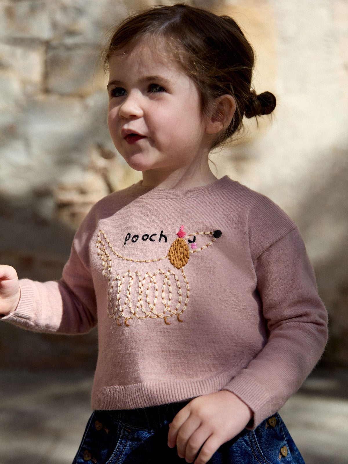Pink Pooch Embroidered Boxy Jumper (3mths-7yrs)