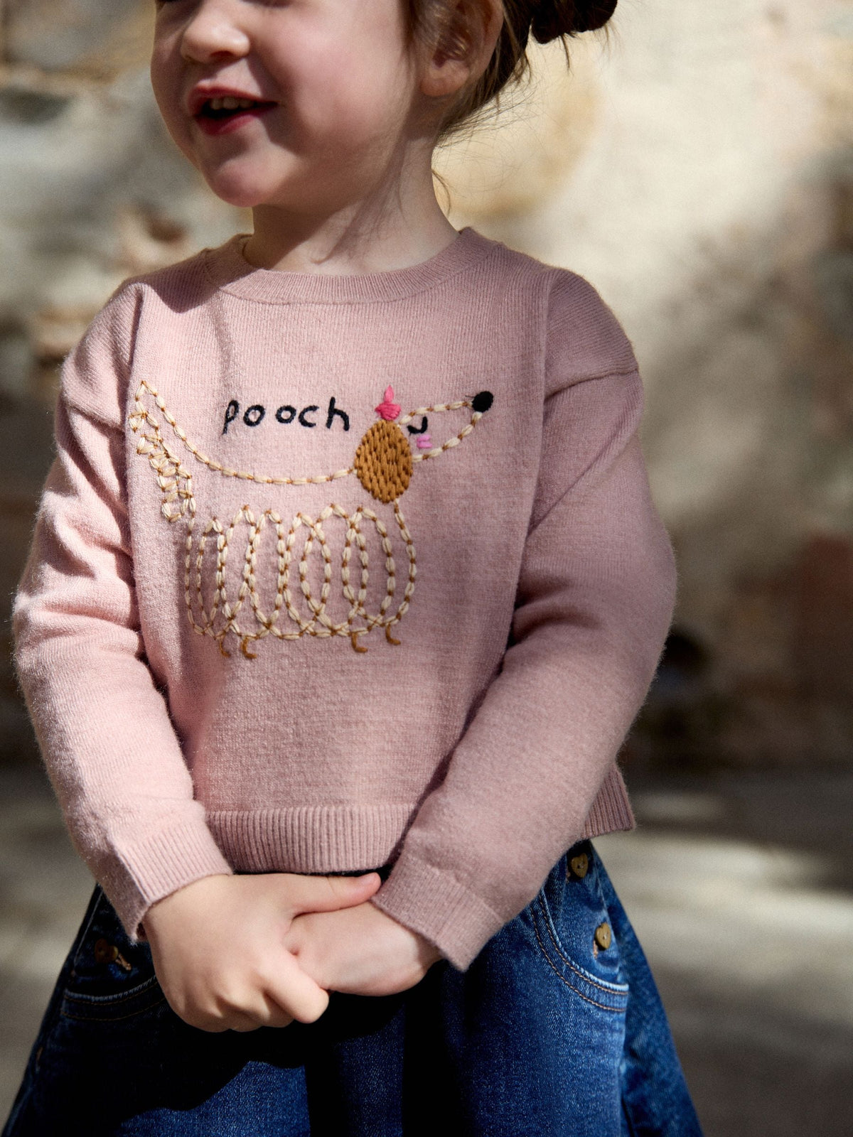 Pink Pooch Embroidered Boxy Jumper (3mths-7yrs)