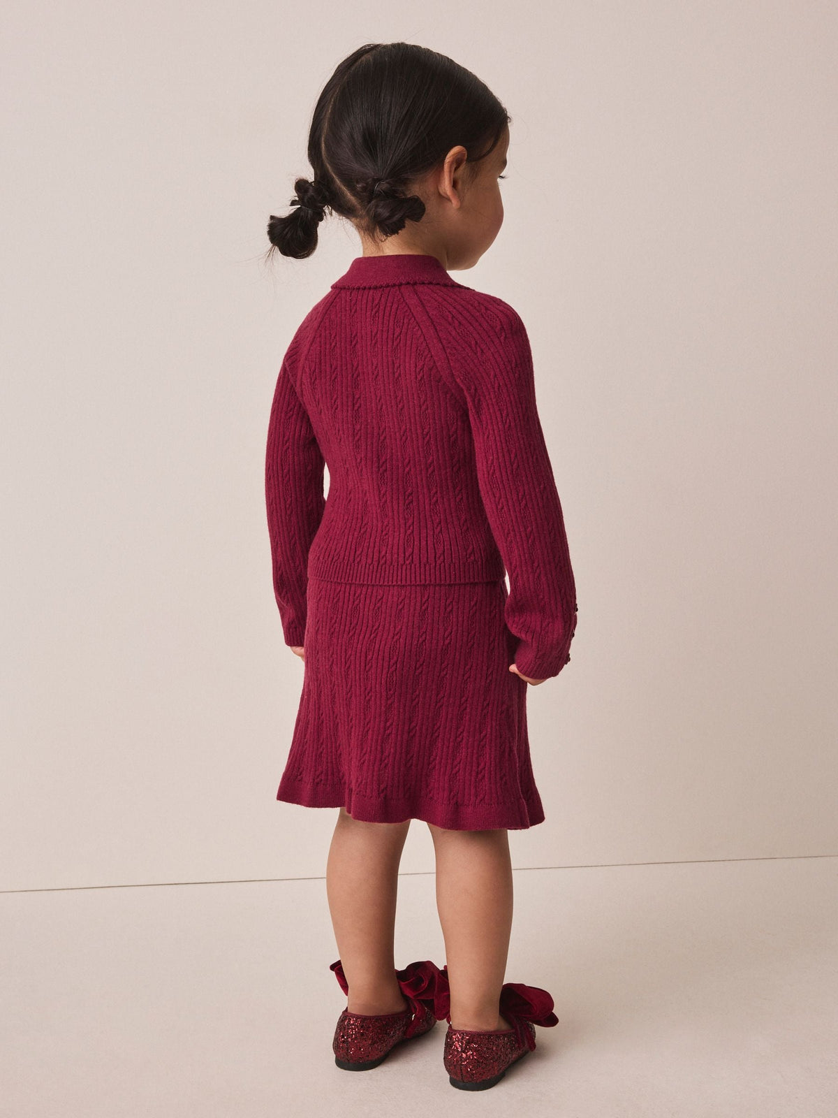Berry Red Collared Jumper And Skirt Set (3mths-7yrs)