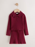 Berry Red Collared Jumper And Skirt Set (3mths-7yrs)