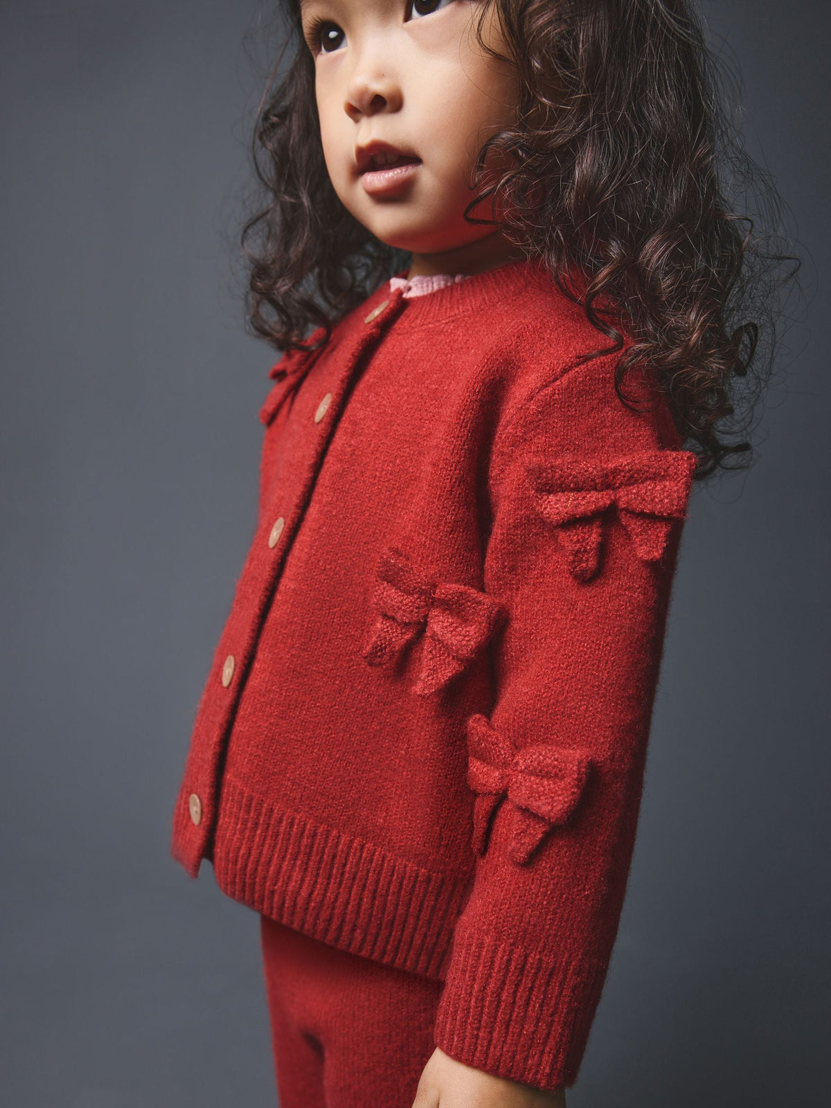 Red Bow Embroidered Cardigan and Trousers Set (3mths-7yrs)