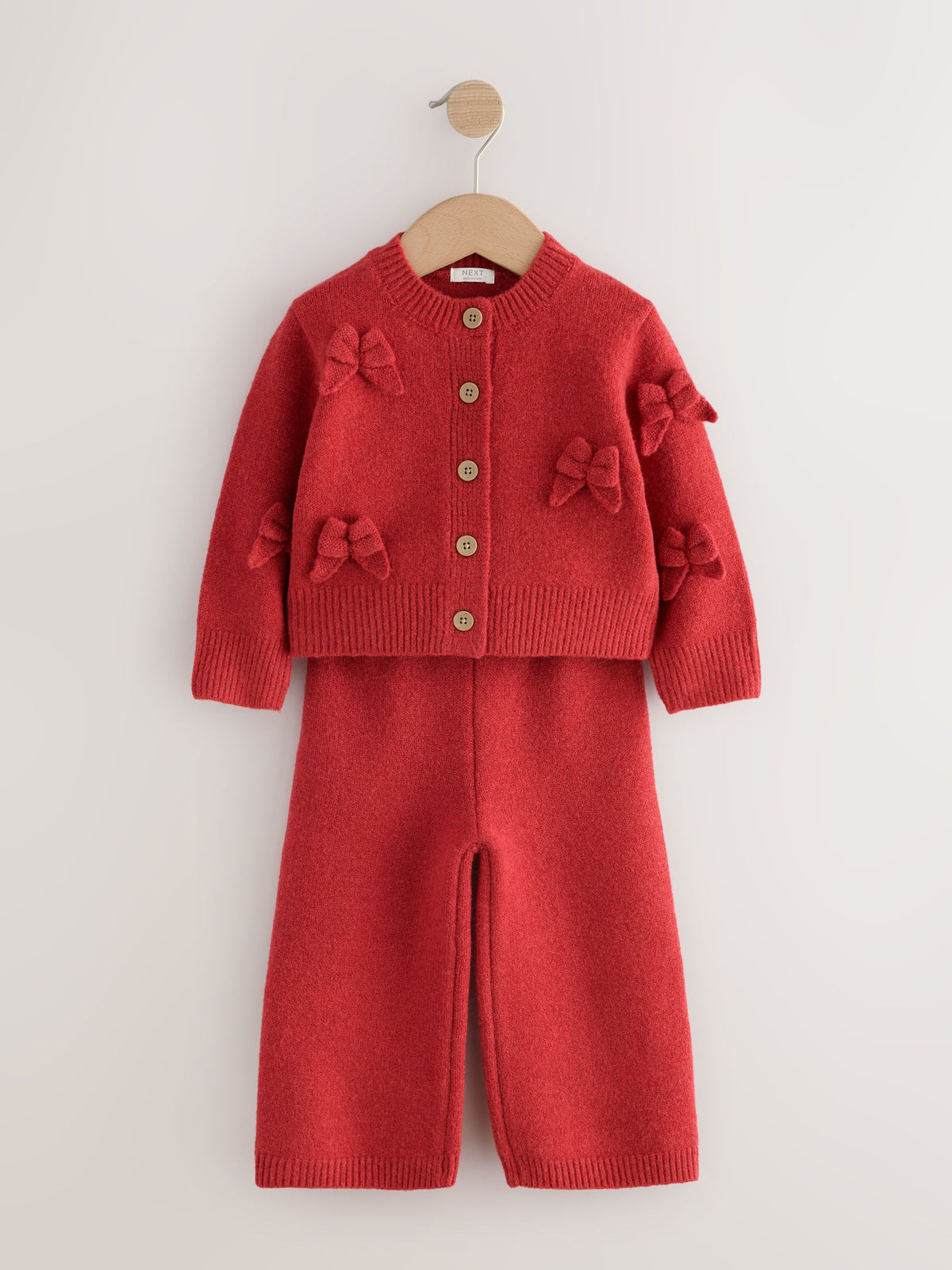 Red Bow Embroidered Cardigan and Trousers Set (3mths-7yrs)