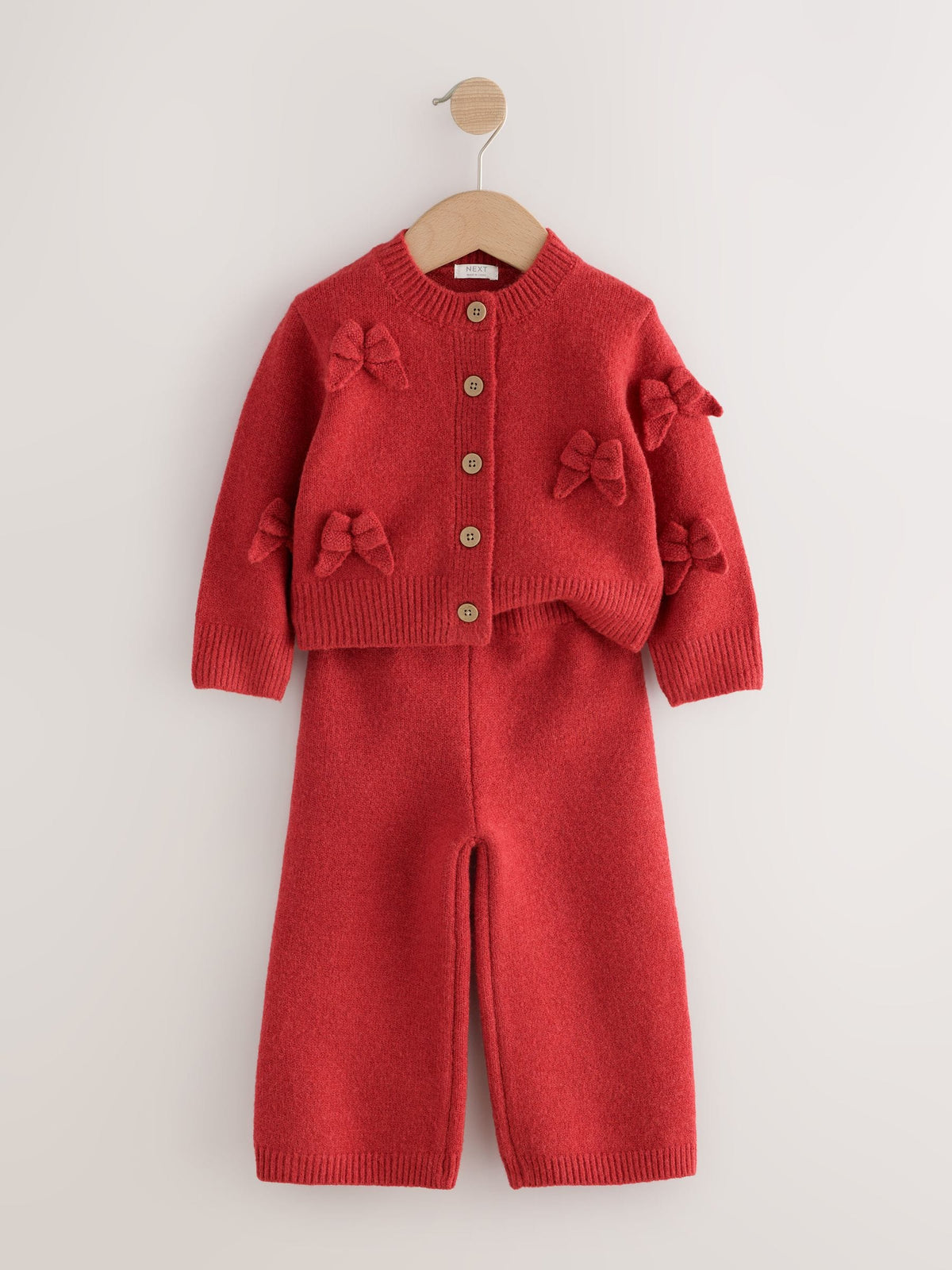 Red Bow Embroidered Cardigan and Trousers Set (3mths-7yrs)