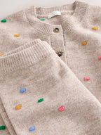 Oatmeal Rainbow Spot Cardigan and Trousers Set (3mths-7yrs)