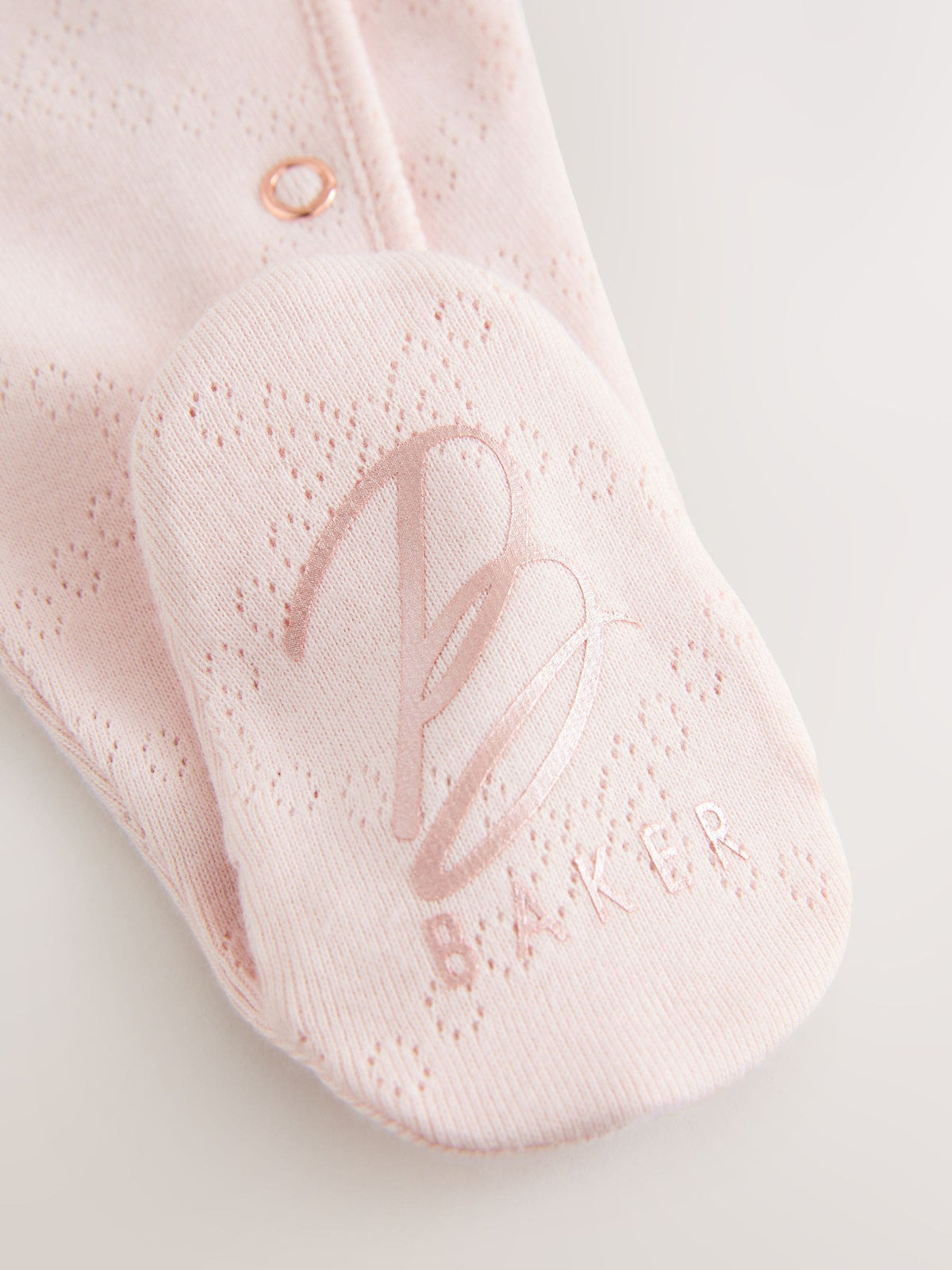Baker by Ted Baker Pink Pointelle Wrap-Over Sleepsuit & Hat Set