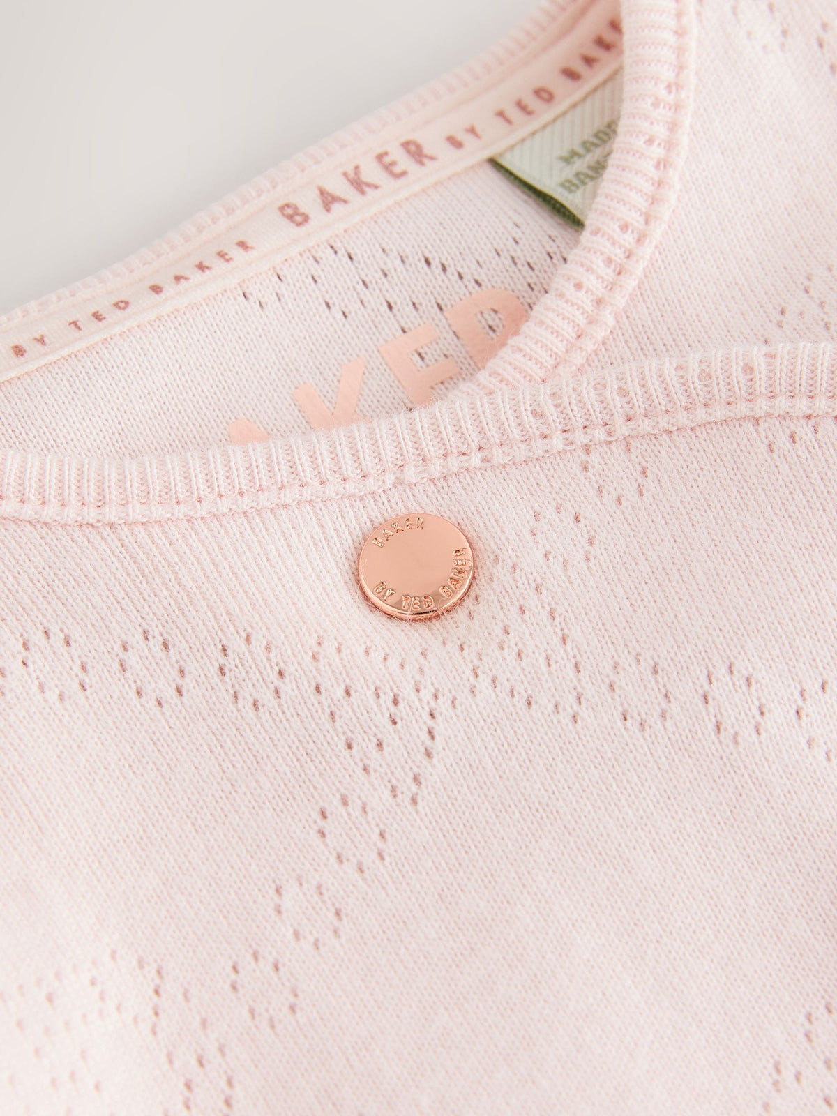 Baker by Ted Baker Pink Pointelle Wrap-Over Sleepsuit & Hat Set