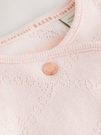Baker by Ted Baker Pink Pointelle Wrap-Over Sleepsuit & Hat Set