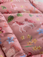 Pink Unicorn Shower Resistant Faux Fur Trim Padded Coat (6mths-7yrs)