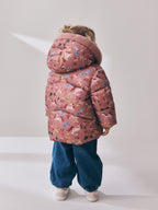Pink Unicorn Shower Resistant Faux Fur Trim Padded Coat (6mths-7yrs)