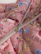 Pink Unicorn Shower Resistant Faux Fur Trim Padded Coat (6mths-7yrs)