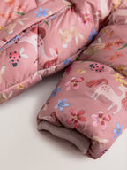 Pink Unicorn Shower Resistant Faux Fur Trim Padded Coat (6mths-7yrs)