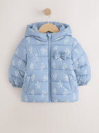 Blue Floral Shower Resistant Fleece Lined Padded Coat (3mths-7yrs)