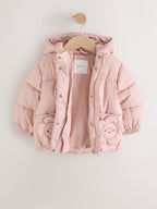 Light Pink Flower Pockets Shower Resistant Padded Coat (3mths-7yrs)