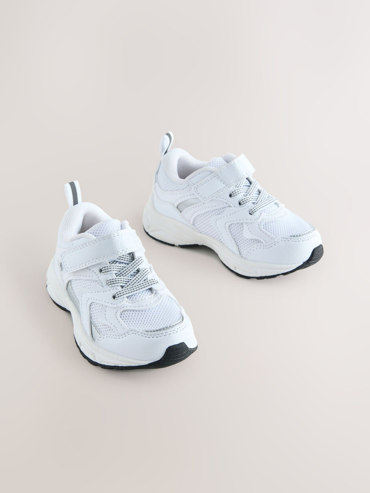 White Elastic Lace Touch Fasten Trainers