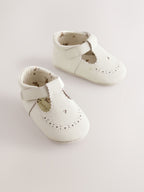 White Leather Baby T-Bar Shoes (0-24mths)