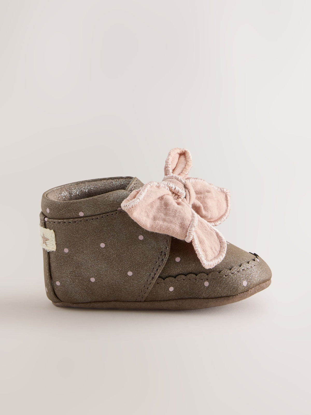 Chocolate Brown Polka Dot Baby Boots (0-18mths)