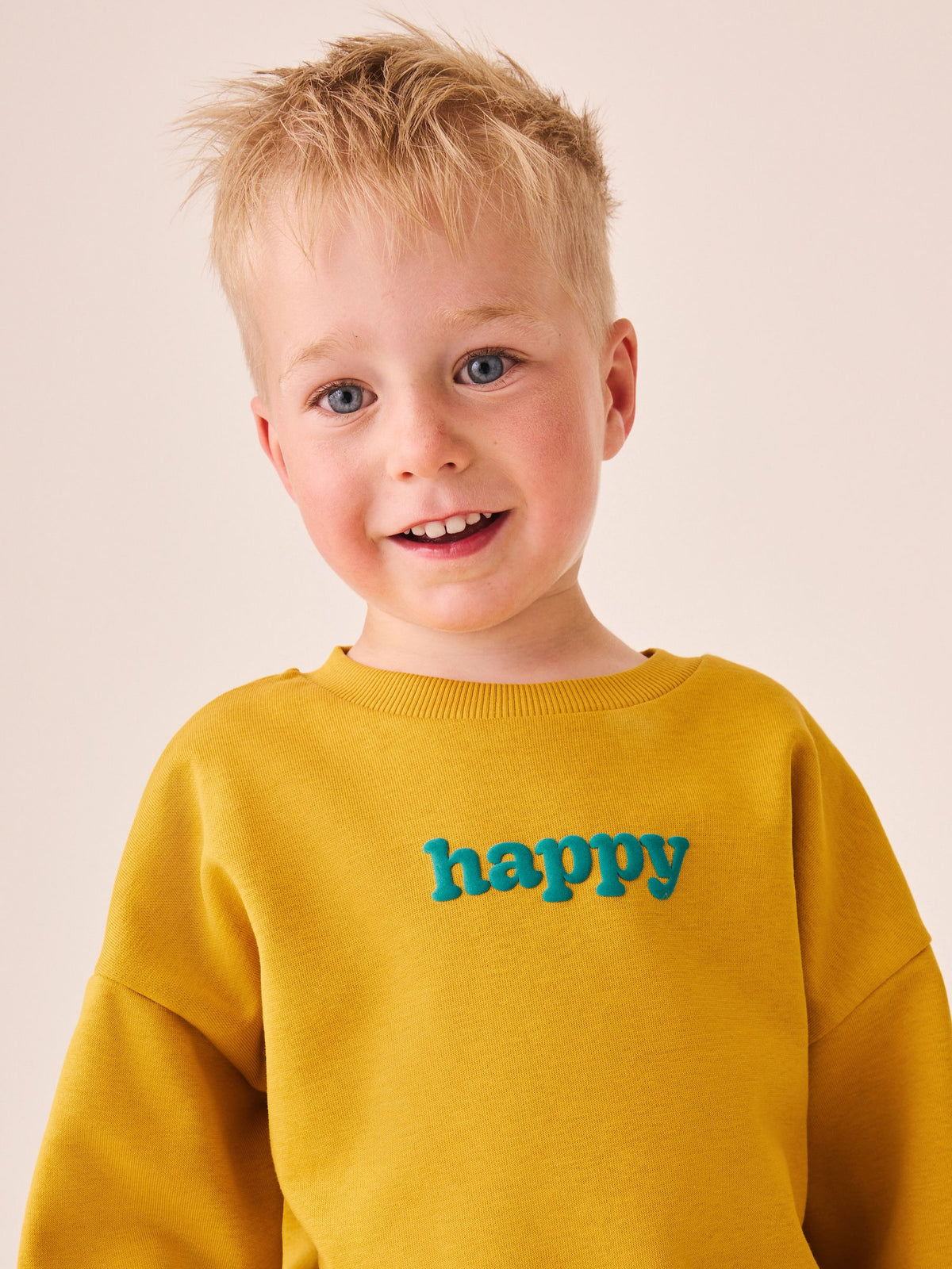 Ochre Yellow Smile Printed Crew Neck Sweat Top (3mths-7yrs)