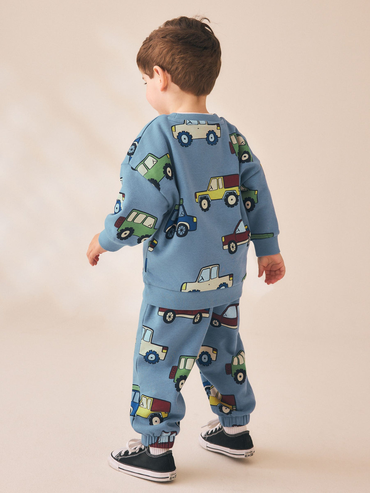 Light Blue All Over Print Crew Neck Sweat Top and Joggers Set (3mths-7yrs)