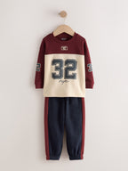 Berry/Ecru Varsity Top and Joggers Set (3mths-7yrs)