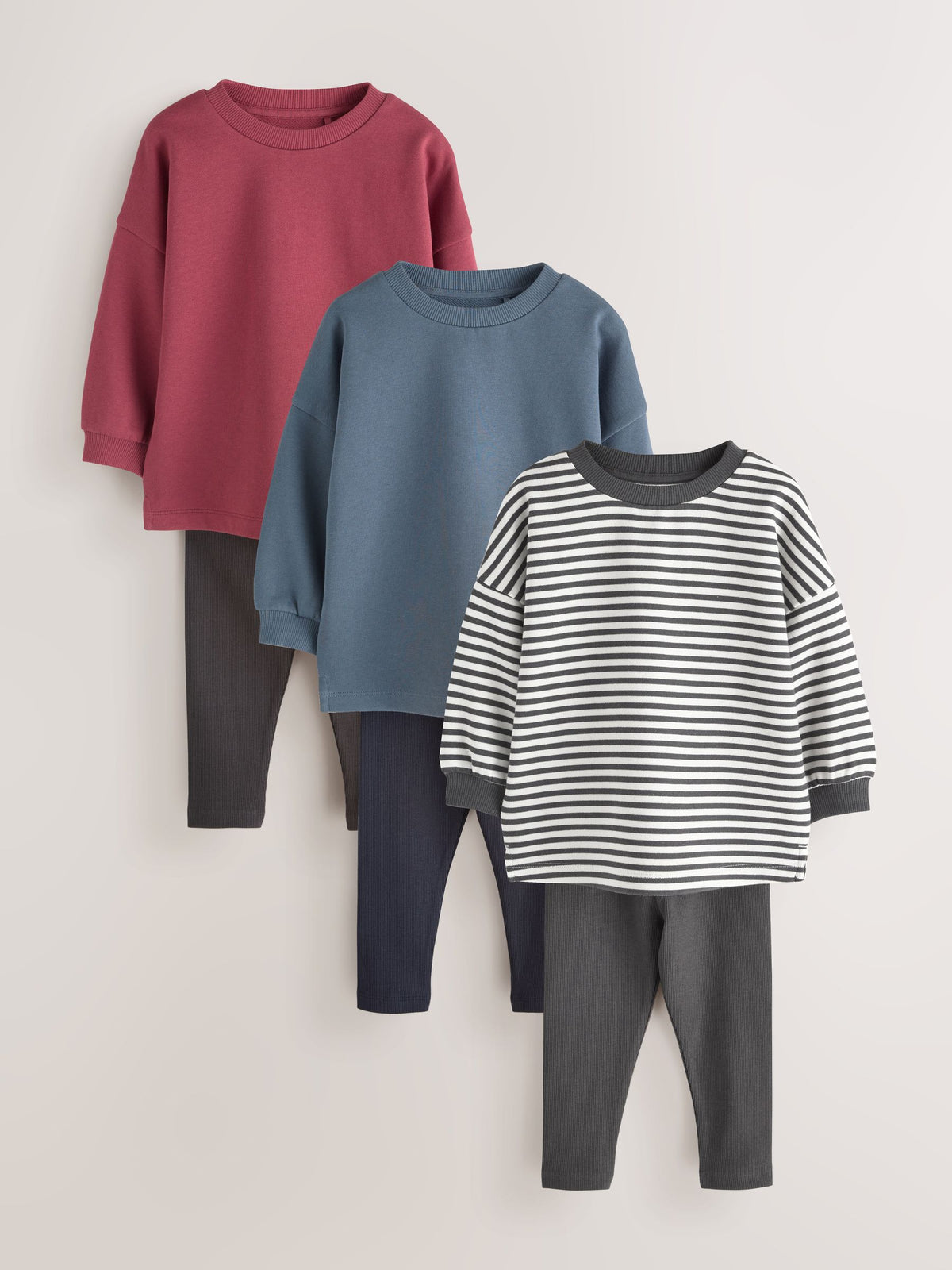 Multi Crew Top and Legging Set 3 Pack (3mths-7yrs)