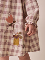 Brown Check Long Sleeve Collar Dress (3mths-7yrs)