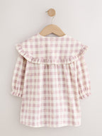 Brown Check Long Sleeve Collar Dress (3mths-7yrs)