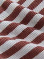 Brown Stripe Flower Long Sleeve Ribbed Dress (3mths-7yrs)