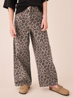 Grey Animal Print Wide Leg Jeans (3-16yrs)