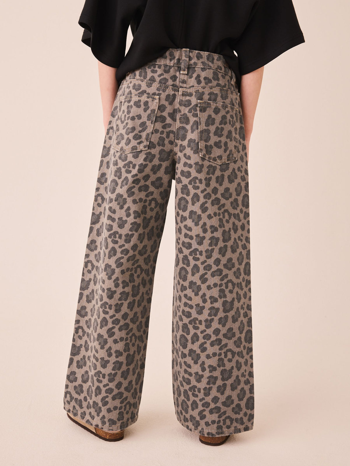 Grey Animal Print Wide Leg Jeans (3-16yrs)