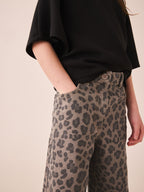 Grey Animal Print Wide Leg Jeans (3-16yrs)