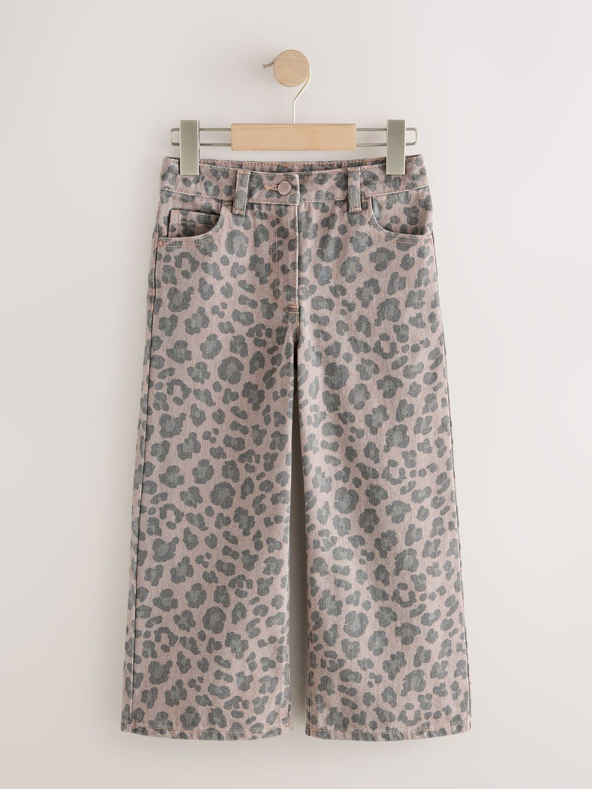 Grey Animal Print Wide Leg Jeans (3-16yrs)