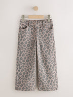 Grey Animal Print Wide Leg Jeans (3-16yrs)