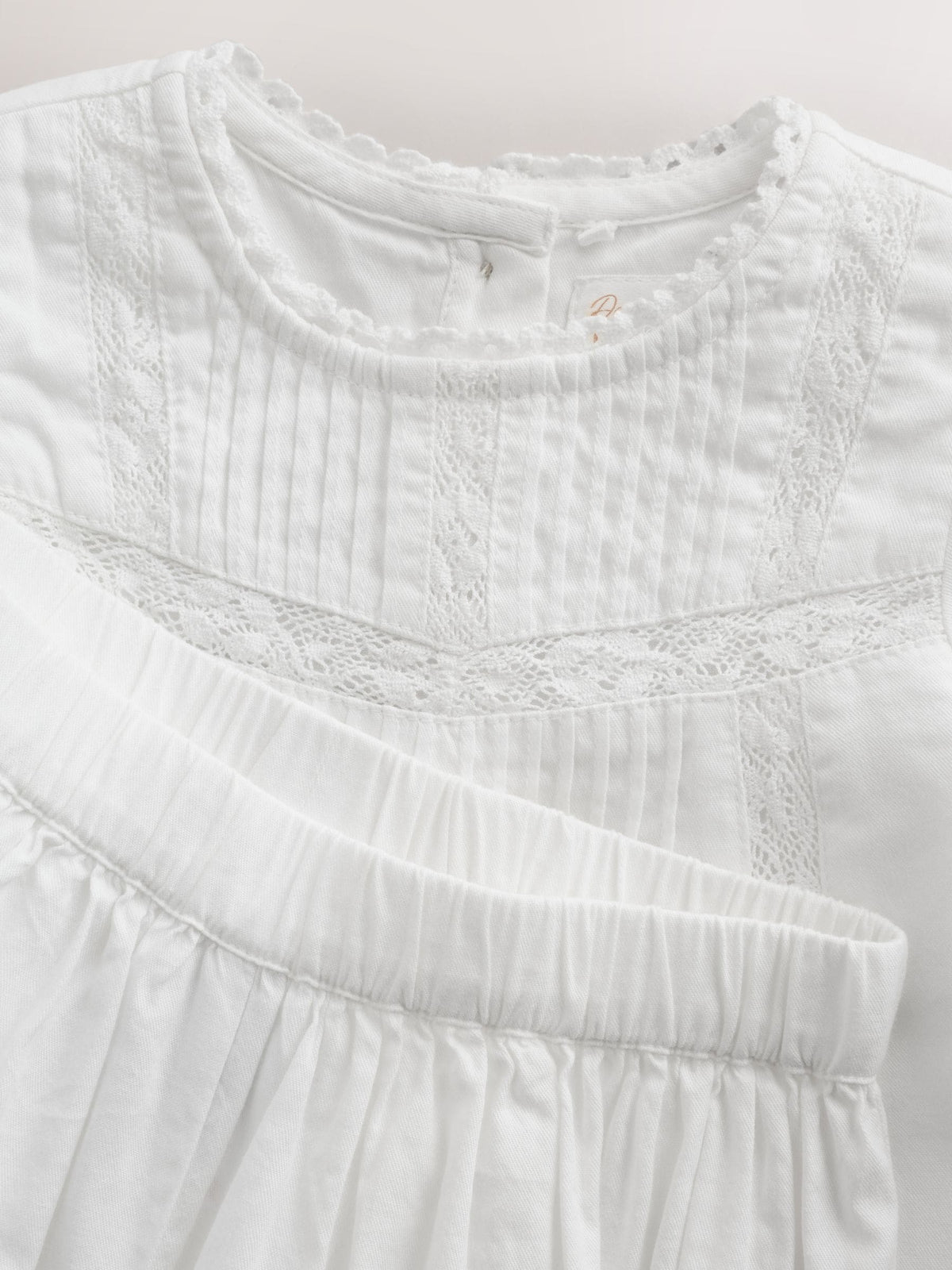 White Woven Lace Top and Trousers Baby 2 Piece Set (0mths-2yrs)