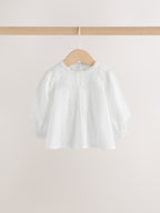 White Woven Lace Top and Trousers Baby 2 Piece Set (0mths-2yrs)