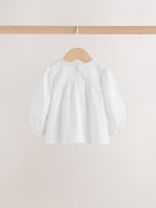 White Woven Lace Top and Trousers Baby 2 Piece Set (0mths-2yrs)