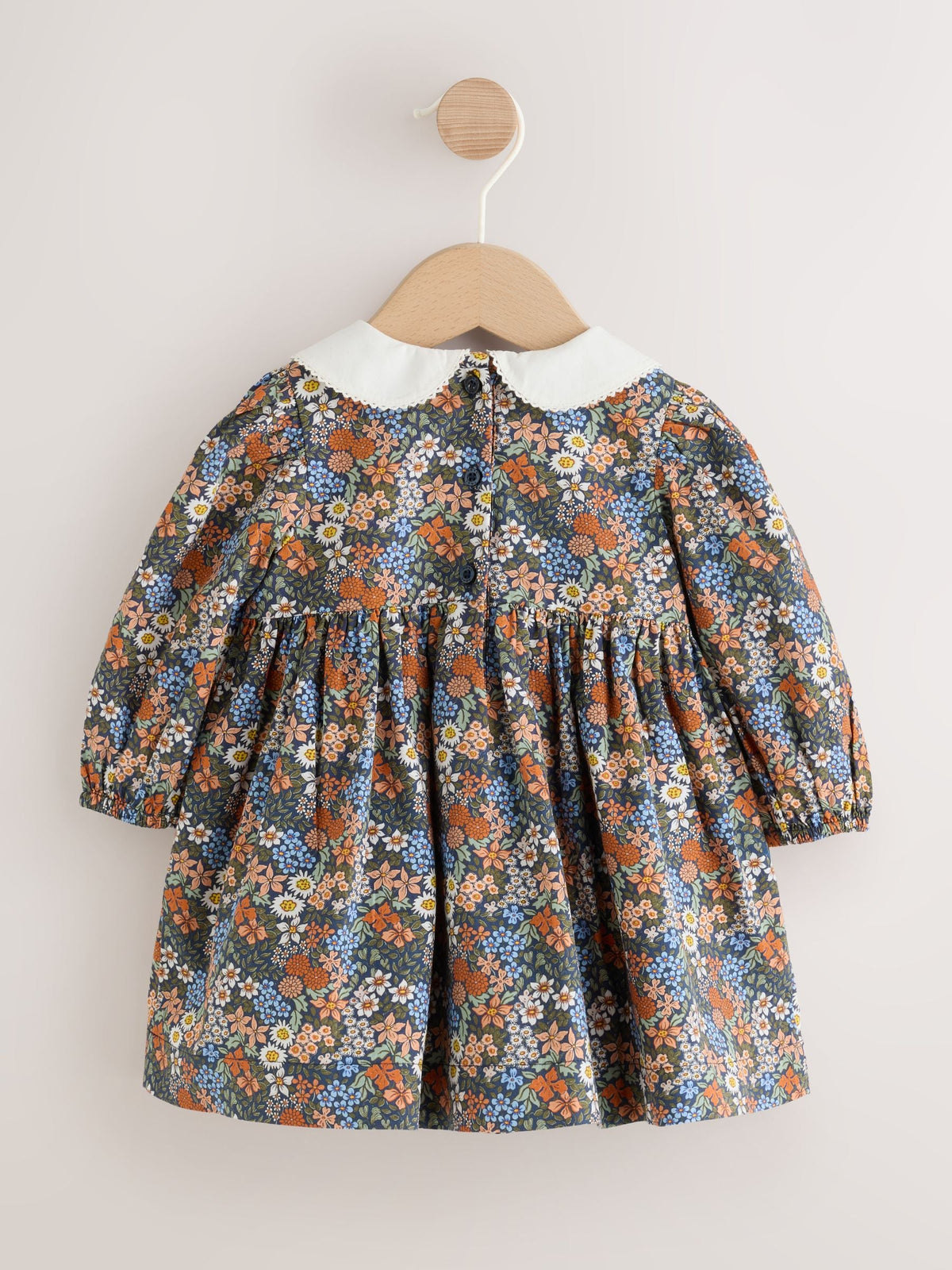 Blue Floral Woven Dress, Knicker and Sock Baby Set 3 Piece (0mths-2yrs)