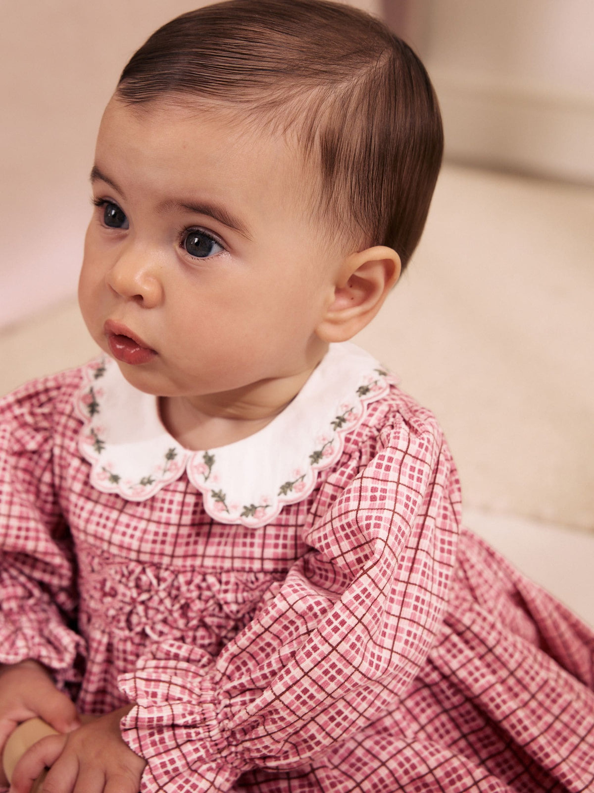 Pink Check Baby Smock Dress And Tights Set 2 Piece (0mths-2yrs)