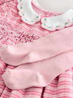Pink Check Baby Smock Dress And Tights Set 2 Piece (0mths-2yrs)