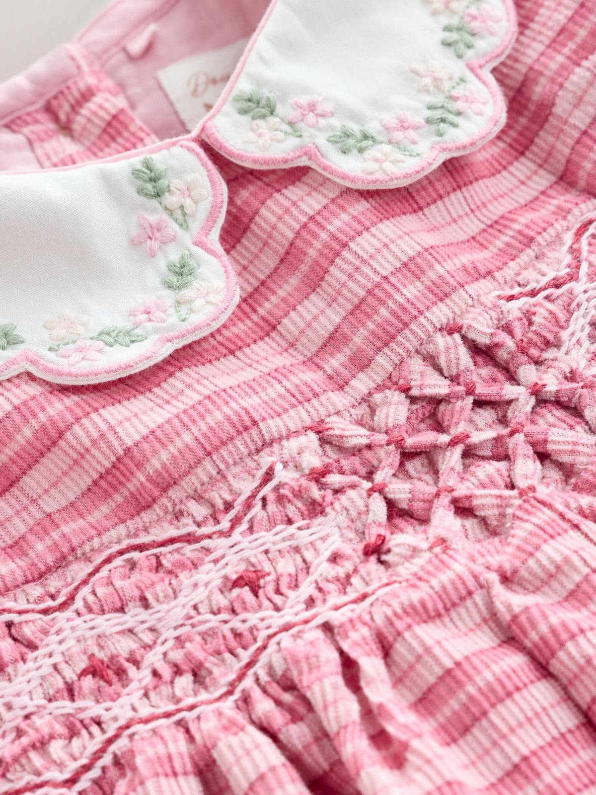 Pink Check Baby Smock Dress And Tights Set 2 Piece (0mths-2yrs)