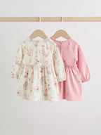 Pink Floral Baby Jersey Dresses 2 Pack (0mths-2yrs)